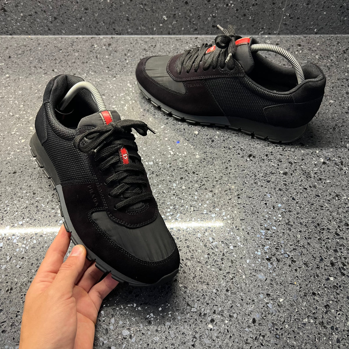 PRADA MENS RUNNERS BLACK EU 41 FIT A UK 7 7.5 Lovedkicks