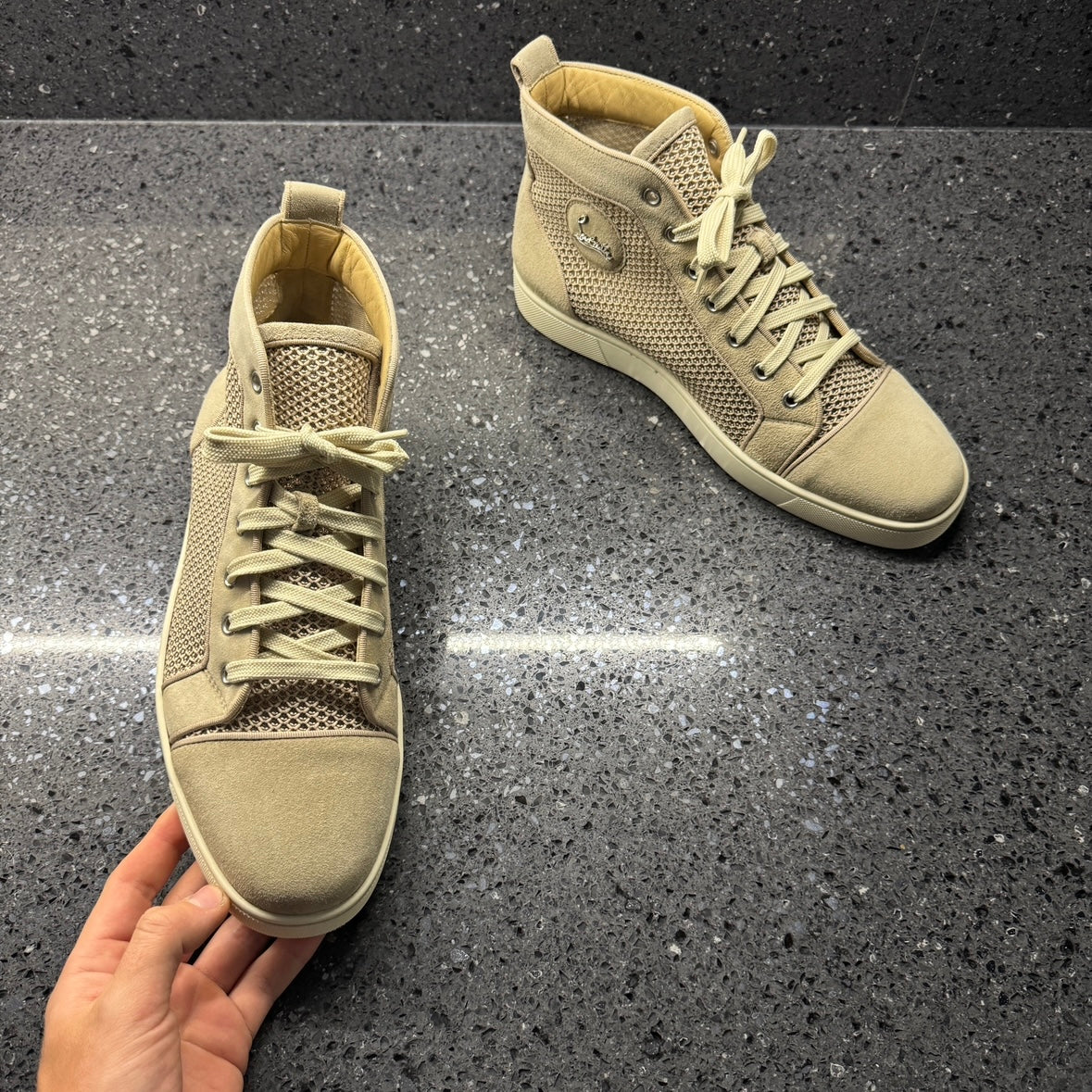 CHRISTIAN LOUBOUTIN MENS LOUIS HIGH BEIGE EU 41.5 (FIT A UK 8