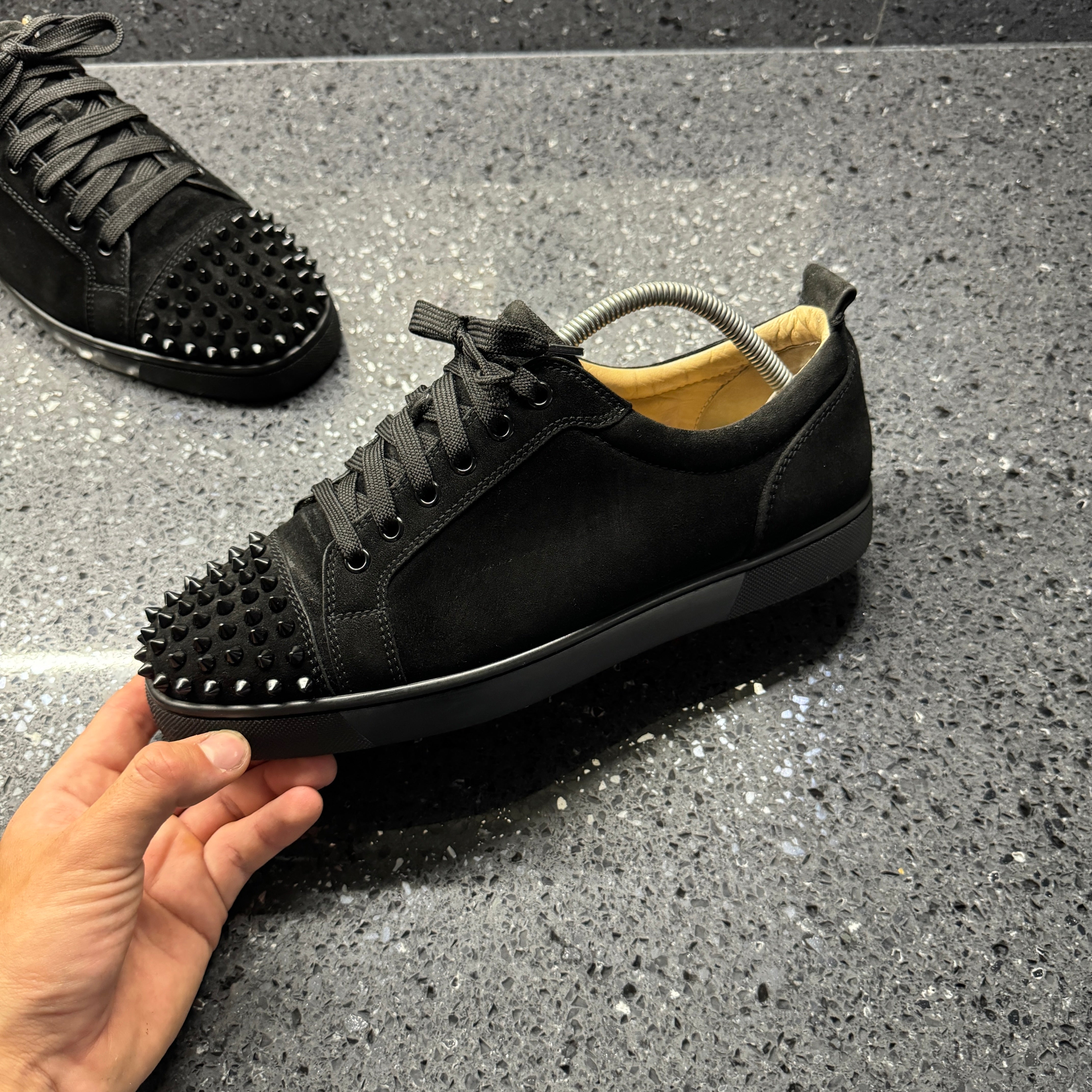 Louboutin Shoes Men Black CHRISTIAN LOUBOUTIN MENS JUNIOR SPIKES BLACK EU 42 (FIT A UK