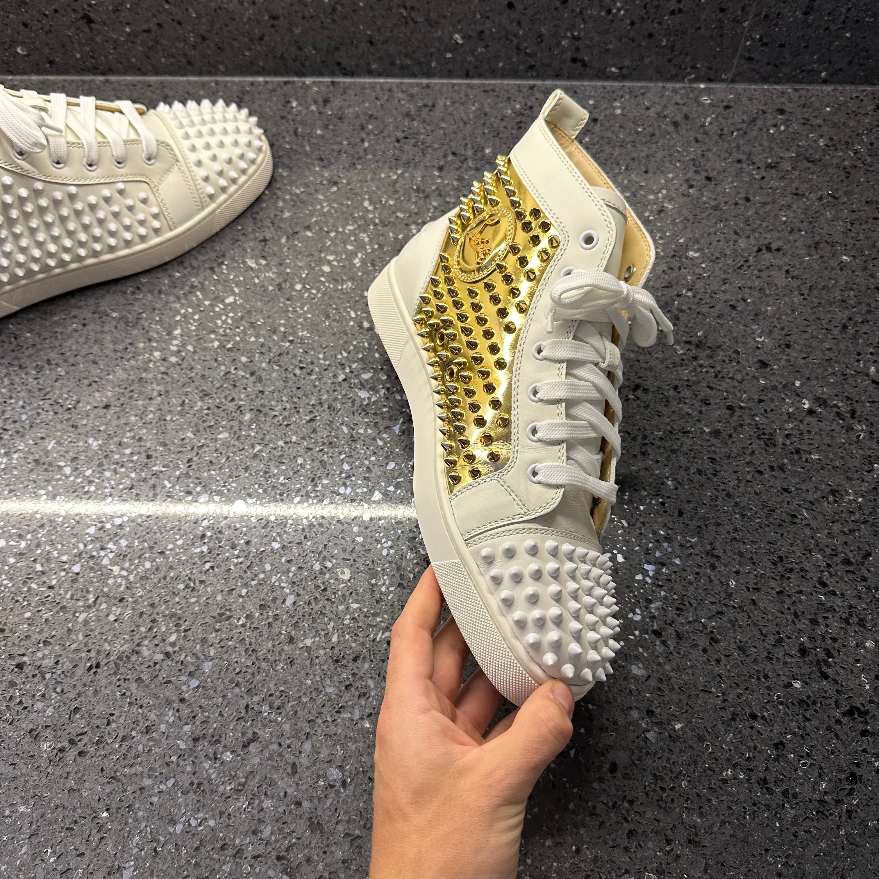 Christian louboutin white and gold sale