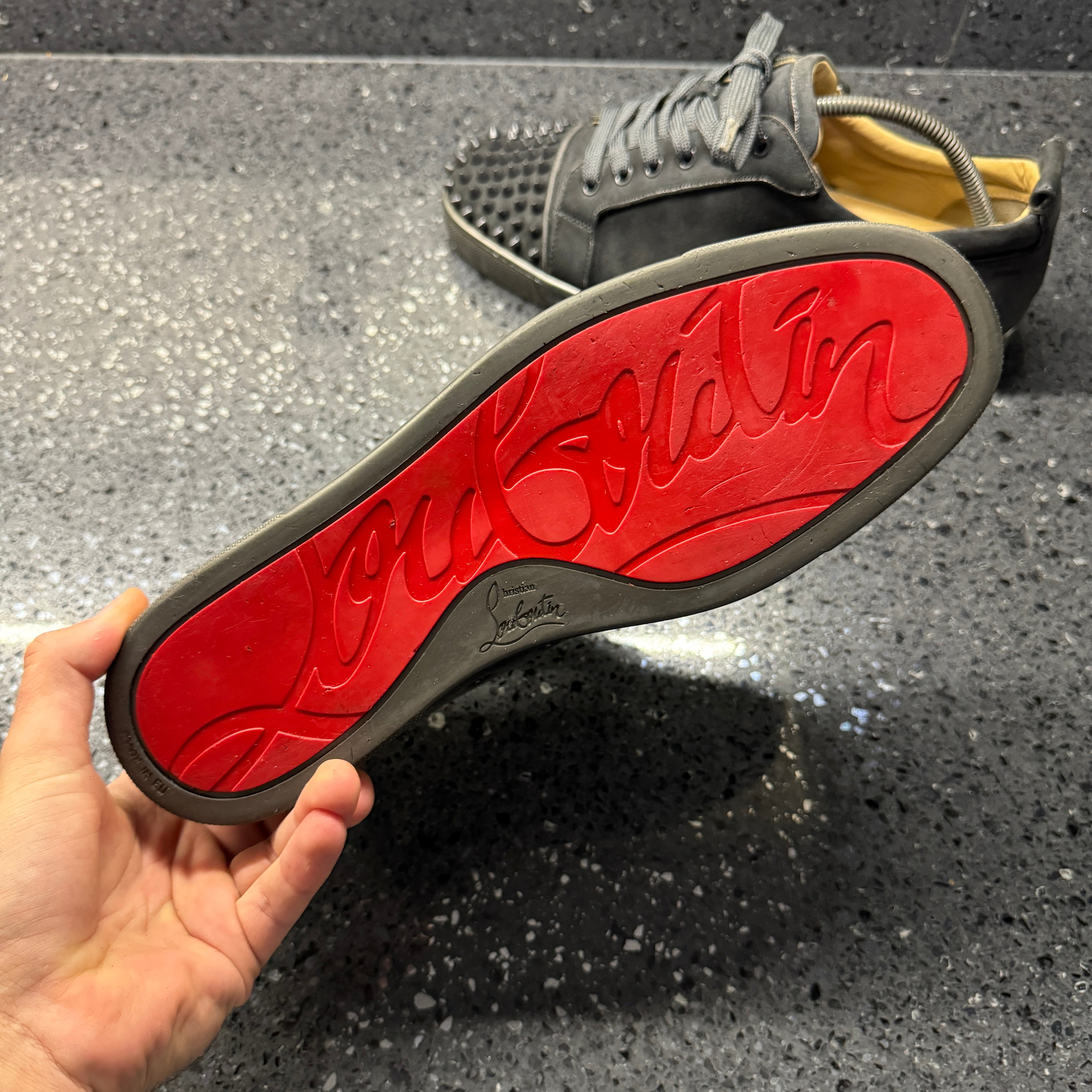 CHRISTIAN LOUBOUTIN MENS JUNIOR SPIKE GREY EU 43 (FIT A UK