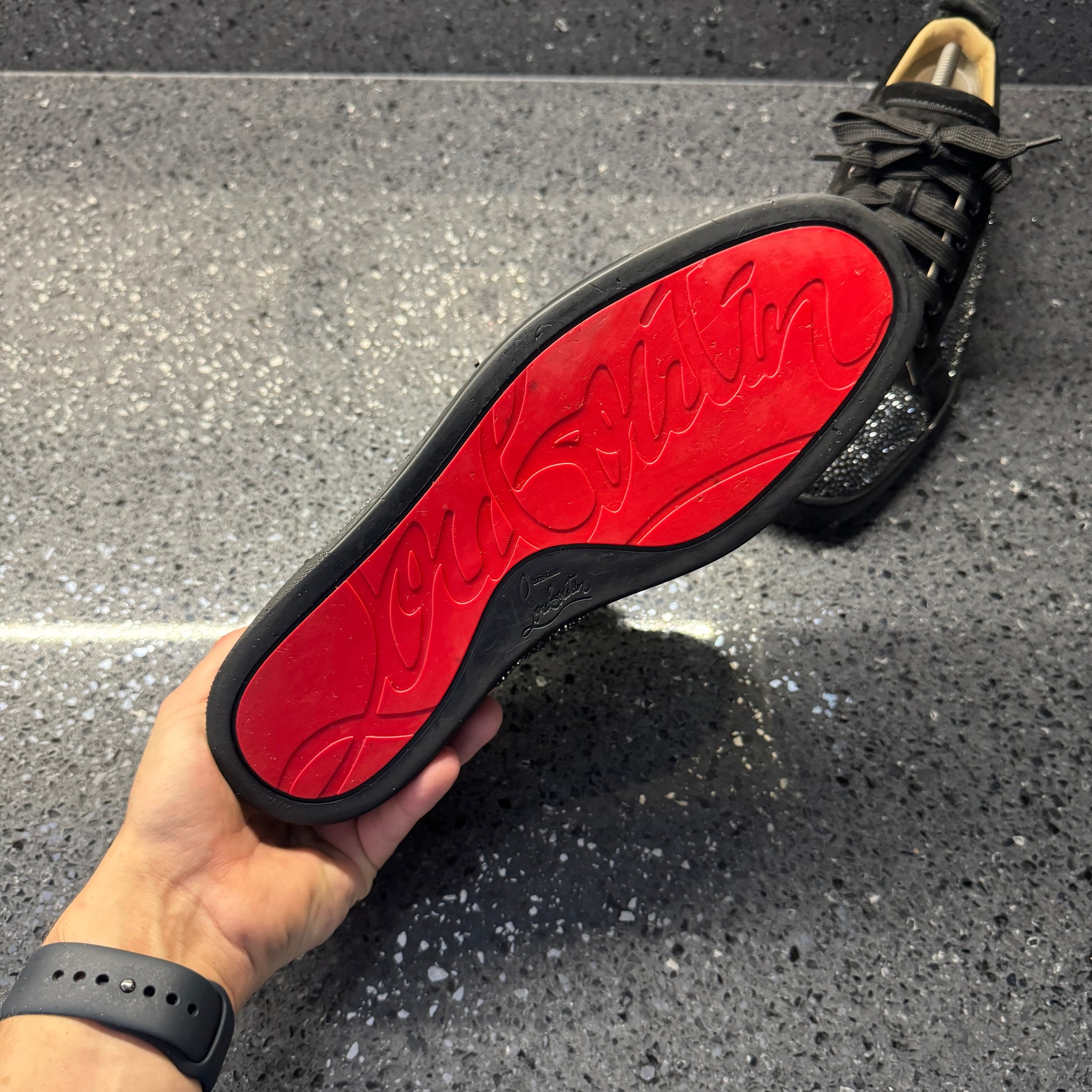 CHRISTIAN LOUBOUTIN MENS LOUIS JUNIORS BLACK EU 42 (FIT A UK