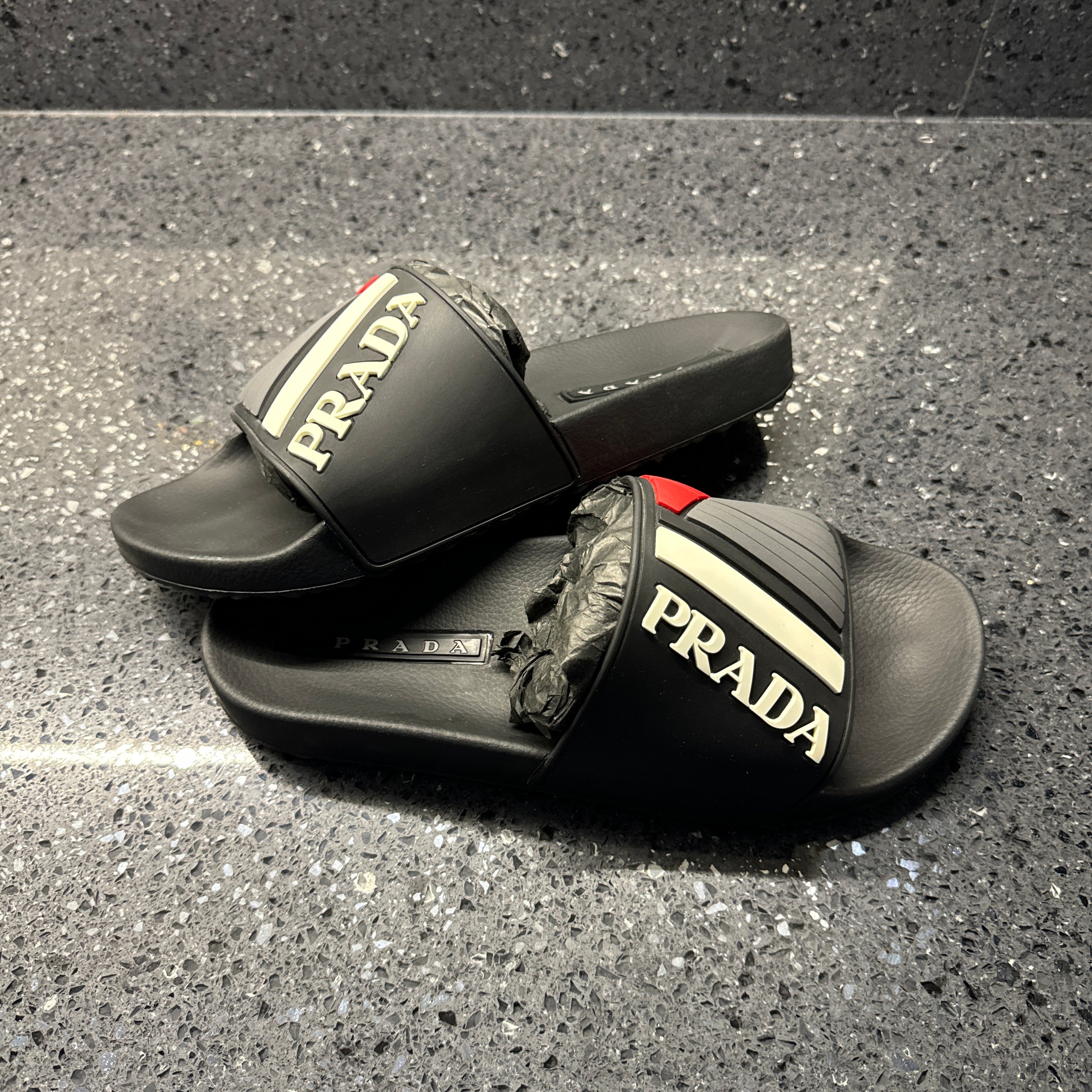 PRADA MENS SLIDES BLACK EU 41 FIT A UK 7