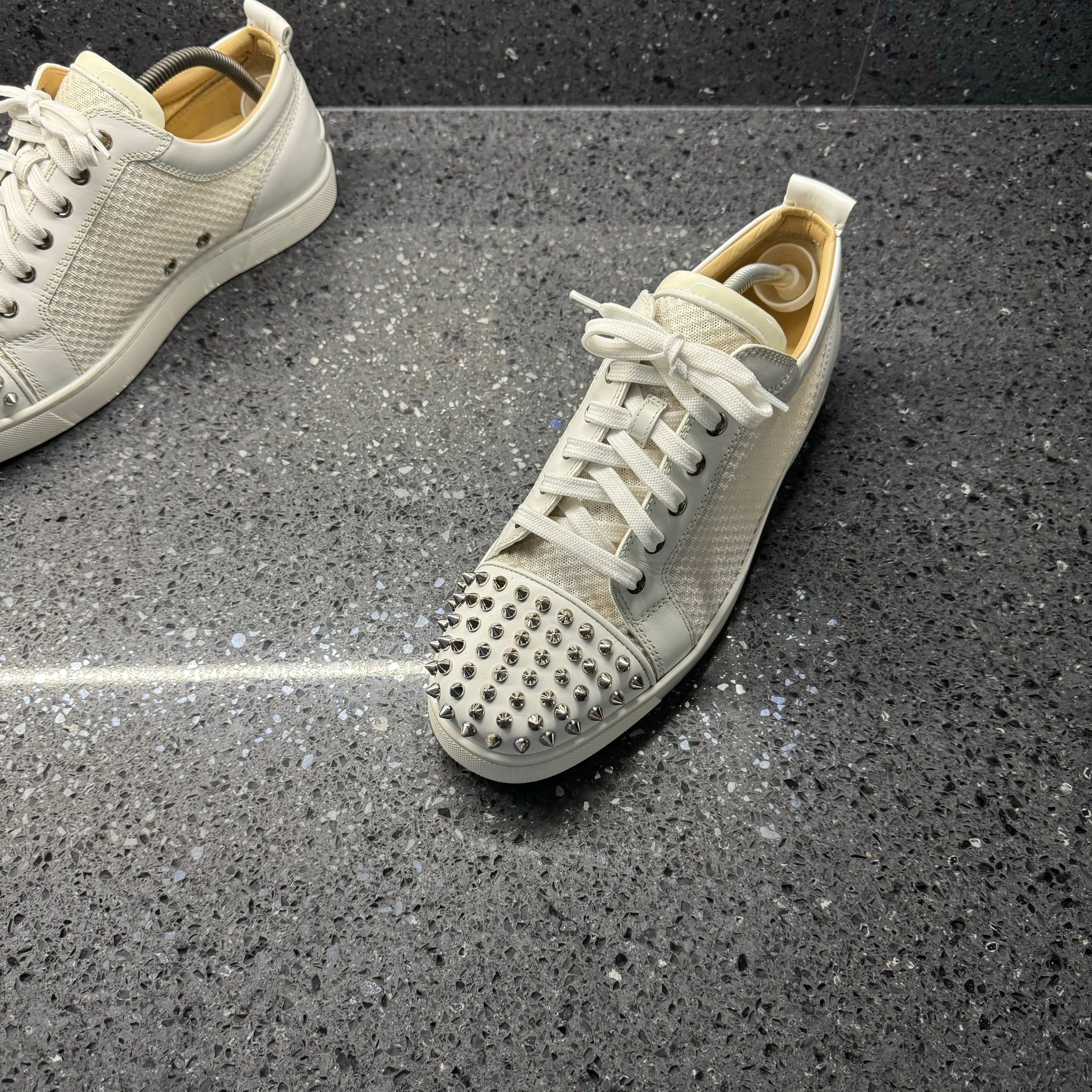 CHRISTIAN LOUBOUTIN MENS JUNIOR SPIKES WHITE EU 43 (FIT A UK