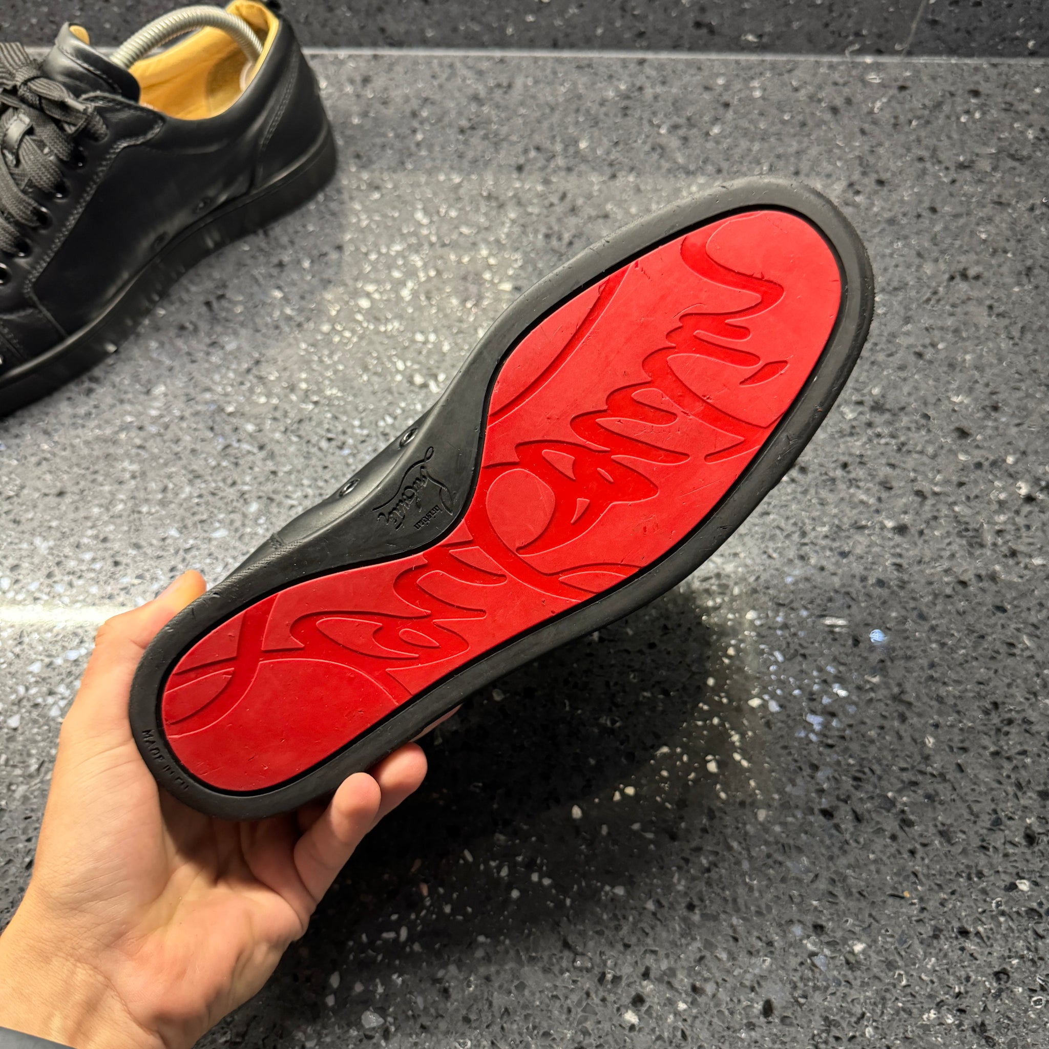 Louboutin Louis Junior Spikes Black Red Bottoms With Spikes