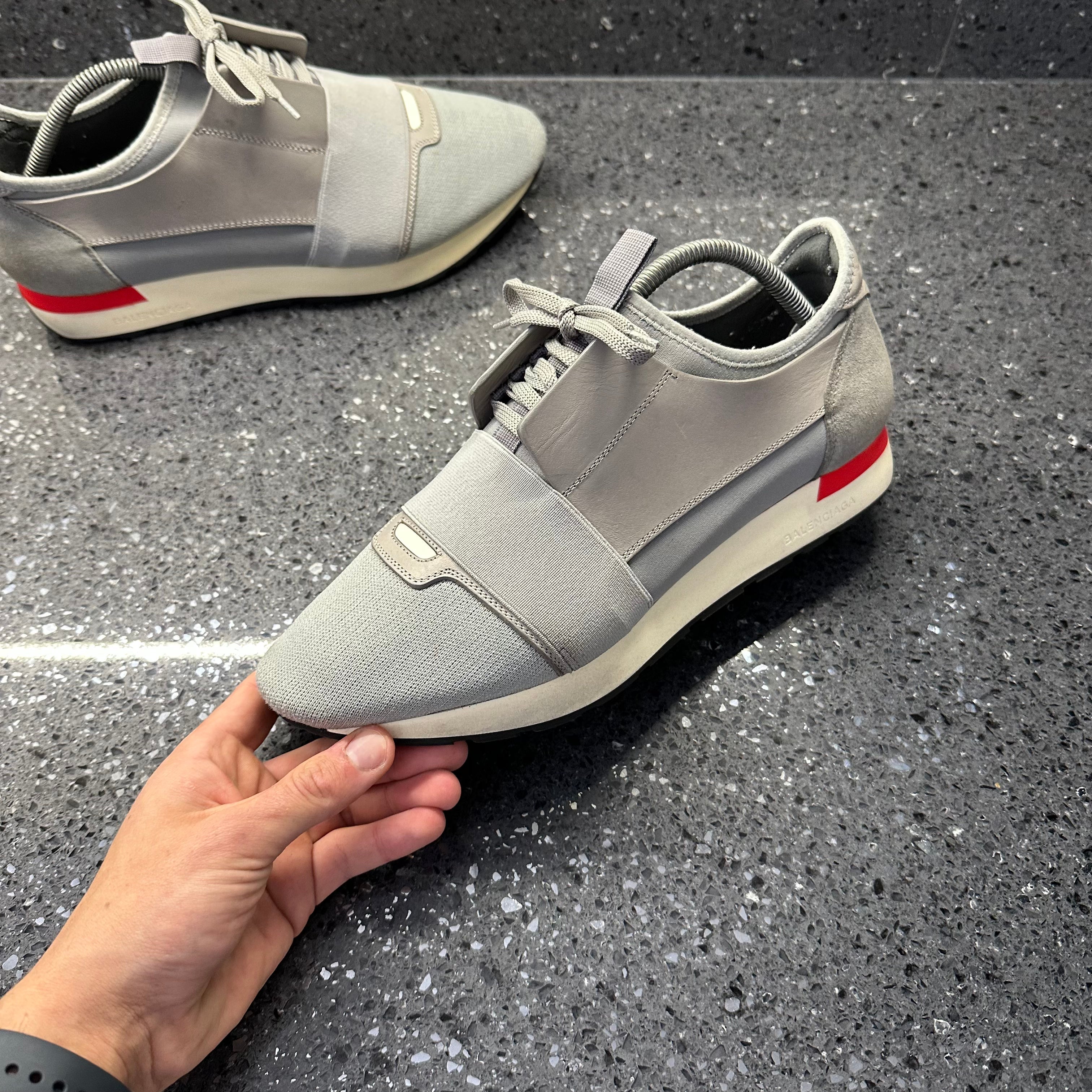 Balenciaga silver race on sale runner